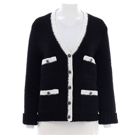 chanel overlapping black cardigan